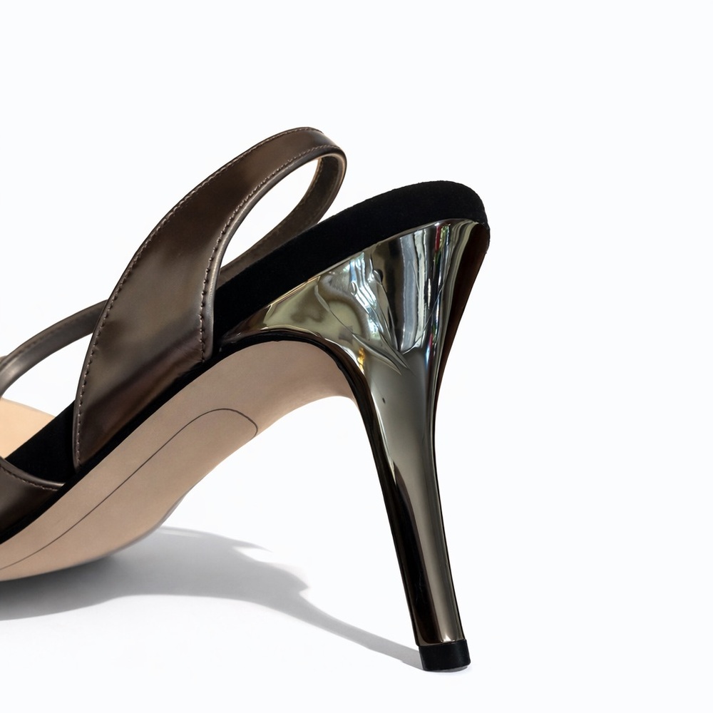 Sam Edelman Othello Snake-Embossed Slingback Heels Metallic Bronze Size 9.5 - Picture 11 of 12